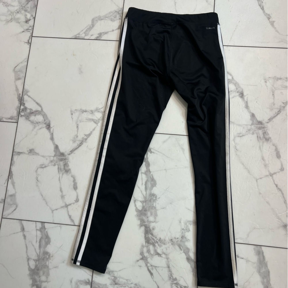 adidas Kids Black Leggings with White Stripes - Picture 4 of 4